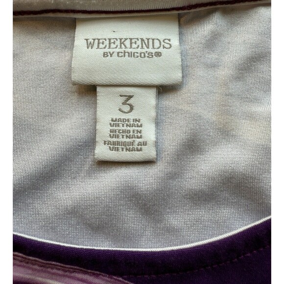 Chicos Weekends Top Womens Size XL (3) Purple Watercolor Swirl Stretch Shirt - Picture 3 of 8